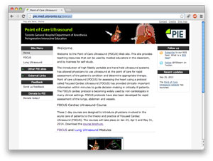 screen capture of POCUS web page